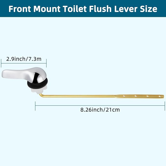 Hygie Rinse Metal Toilet Handle Replacement Kit Universal Front Mount Fit, Toilet Lever Compatible with American Standard/Glacier Bay/Gerber, Toilet Flush Handle with Flapper Chain, White