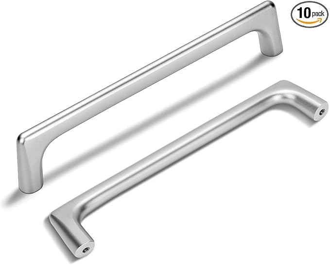 10 Pack 6.3 Inch(160mm) Hole Center Modern Polished Chrome Cabinet Pull Handle Timeless Vanity Drawer Pull Handle Classic Cabinet Hardware for Kitchen Dresser Bathroom, Screws Included, Chrome(6.3x10)