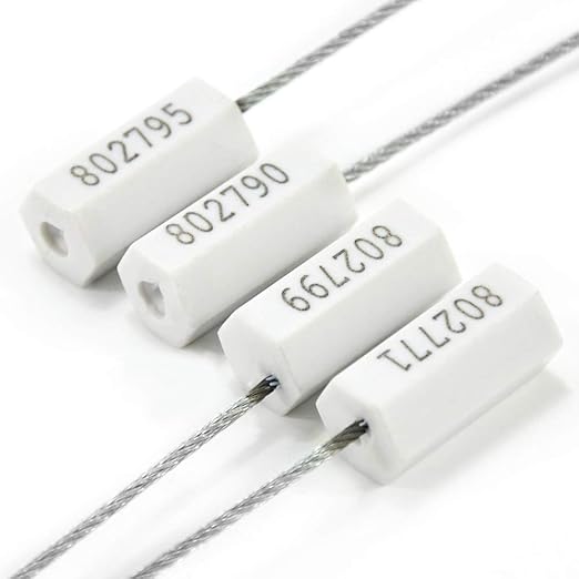 2000 pcs Pull-Tite Steel Wire Security Cable Seals Numbered Metal Truck Padlock Anti-Tamper Shipping Tags-Straps for Trailer (White)
