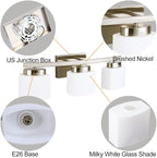 3 Light Bathroom Vanity Light Over Mirror, Modern Brushed Nickel Vanity Lights with Milky Glass Shade, 23 inches Vanity Lighting Fixtures for Bathroom Lighting