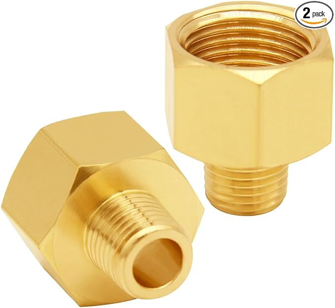 2PCS Brass Reducer Adapter, 1" NPT Female to 3/4" NPT Male Thread, Hex Reducing Pipe Fitting Coupler Nipple Connector for Water/Oil/Gas