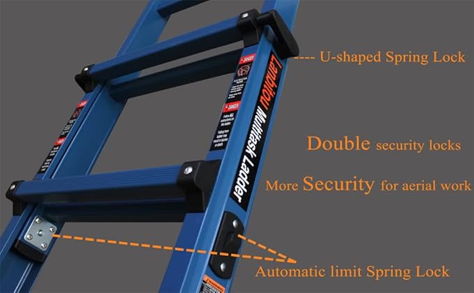 Ladder, A Frame 5 Step Ladder Extension, 17 Ft Anti-Slip Multi Position Ladder, Storage Folding Ladder, 330 lbs Security Load Telescoping Aluminum Ladders for Stairs Home Indoor Outdoor Roof