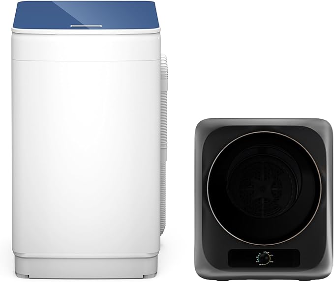 Zynkez 18Lbs Washer and 10Lbs Dryer Combo, Full Automatic Portable Laundry Set with 7 Wash Programs, 5 Dry Modes, Stainless Steel Tub, Compact for Apartments, Dorms, RVs