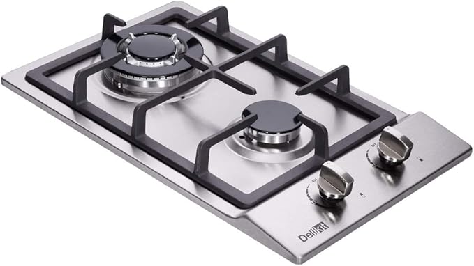 12 Inch Gas Cooktop With Dual Fuel Sealed 2 Burners - Stainless Steel Drop-In Hob DK223-A01 Cooker