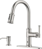Touchless Kitchen Sink Faucet with Soap Dispenser Brushed Nickel, DAYONE Smart Motion Sensor Hands Free Faucet Kitchen with 3-Function Sprayer for Single/ 3-Hole Sink, DAY136TL-BN