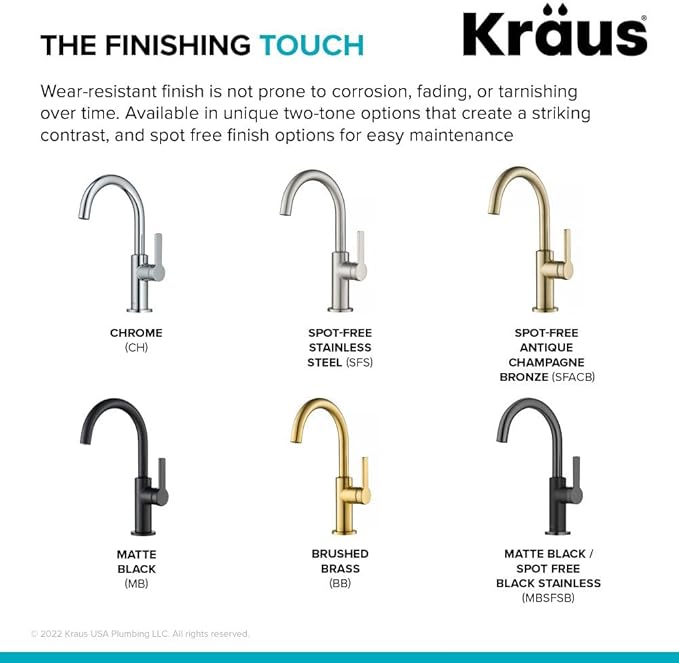 Kraus Oletto Single Handle Kitchen Bar Faucet in Chrome, Kitchen Sink Faucets, KPF-2822CH