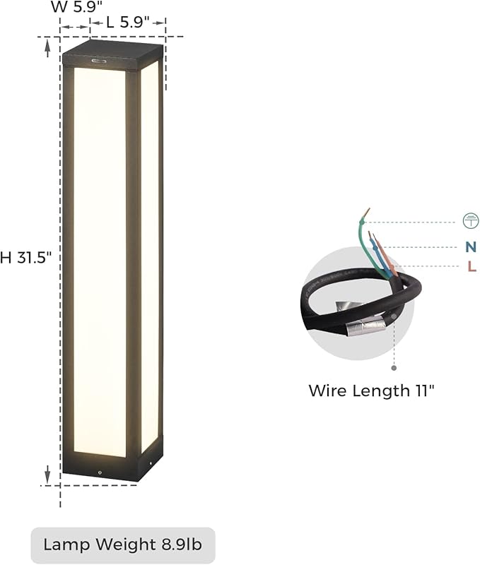 Landscape Path Light, 32" Modern Outdoor LED Luxury Bollard Lighting with IP54 Waterproof for Lawn Courtyard Driveway Pathway Decoration