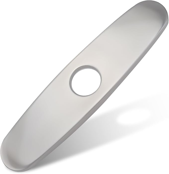 Sink Hole Cover, Escutcheon Plate Stainless Steel Faucet Deck Plate 10 Inch for 1 or 3 Hole Bathroom or Kitchen Sink Faucets Round, Brushed Nickel