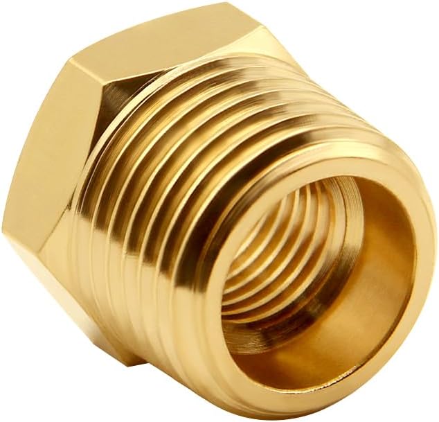 4PCS Brass Reducer Bushing, 3/8" NPT Male to 1/8" NPT Female Thread, Hex Reducing Convert Adapter Pipe Fitting Connector for Water/Oil/Gas