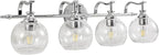 ANDY STAR 4-Light Bathroom Vanity Light, Chrome Wall Sconce, Anti-Rust Metal Bathroom Light with Hight-Quality Clear Glass, Bath Wall Lamp for Mirror, Kitchen, Living Room, Bedroom, Hallway, 30.5"
