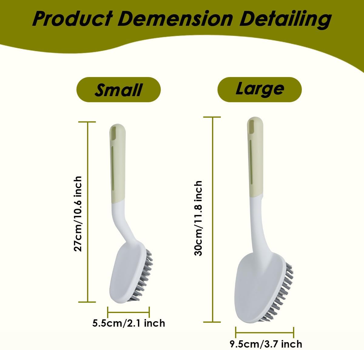 Heavy Duty Scrub Brush with Long Handle, Grout Cleaner Brush, Stiff Bristles Scrub Brushes for Cleaning Bathtub, Bathroom, Shower, Tile, Carpet, Kitchen, Sink (Green)