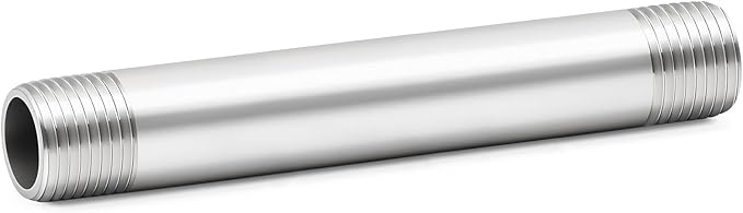 ChillWaves 304 Stainless Steel Pipe Fitting, Nipple Cast Pipe 1" NPT Male x 1" NPT Male Thread 8" Length(200MM)(1-PACK)