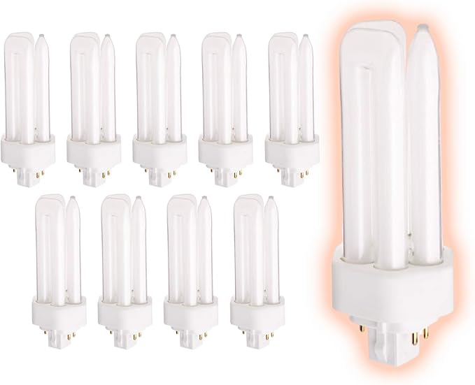 GoodBulb 26 Watt CFL Light Bulbs 4 Pin GX24Q-3 Base 5000K Daylight 26W High Output 1800 Lumens Triple Tube Compact Fluorescent Light Bulbs Plug-in Car Dealership Lighting 10 Pack