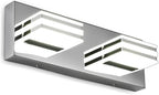 LED Vanity Light Bar 2 light Bathroom Mirror Light Fixtures Modern 12W Bath Lamps Over Mirror 14 Inch Bathroom Wall Lighting Fixtures Chrome Restroom Lights Fixtures over Sink Acrylic Vanity Sconces