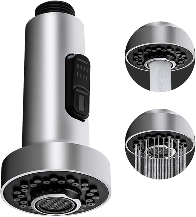 Kitchen Faucet Sprayer Head Replacement Parts,Pull Out Down Kitchen Sink Faucet Nozzle Spout Head 2 Functions,Chrome