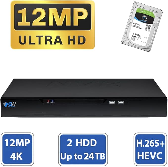 GW Security 32 Channel NVR UltraHD 4K Face Recognition NDAA & TAA Compliant Security Camera System with 32 x 8MP @25FPS Outdoor & Indoor PoE Bullet Cameras, 10 Smart AI Functions