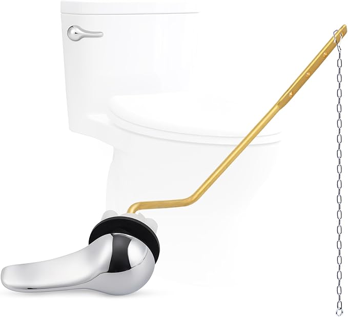 Hygie Rinse Metal Toilet Handle Replacement Kit Universal Side Mount Fit, Toilet Lever Compatible with American Standard/Glacier Bay/Gerber, Toilet Flush Handle with Flapper Chain, White