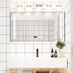 5-Light Modern Chrome Vanity Light Fixture with White Glass Shade for Bathroom Over Mirror, 40 Inches