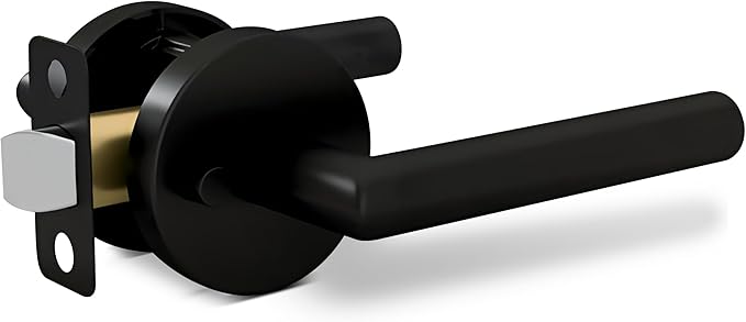 Mega Handles Ronn Privacy Lever & Lock Door Handle Set for Hallway, Closet and Bathroom, Keyless Lock, Heavy Duty Door Levers, Fits All Standard Door Sizes, Screws Included - Onyx (1 Pack)