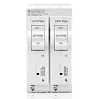 Leviton Surge Protective Device with Two 15A 1-Pole Plug-On Standard Branch Circuit Breakers, Hydraulic Magnetic, 120/240 VAC, LSPD1, White