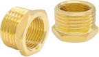 Hooshing 2PCS Brass Reducing Hex Bushing 3/4" NPT Male to 3/8" NPT Female Reducer Pipe Convert Adapter