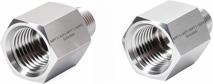 2 pieces Npt1/4 Female to Npt1/8 Male Reducer,1/8-1/4Water pipe Adapter, Fabricate of 304 Stainless Steel