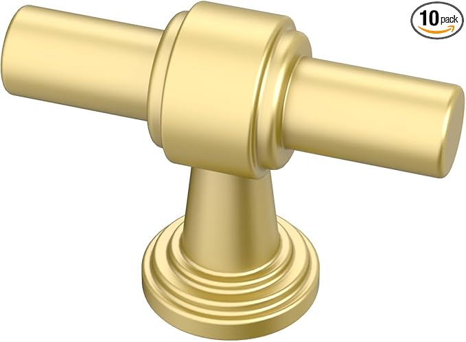 Alzassbg 10 Pack Matt Gold Cabinet Knobs, 1.9 Inch(49mm) Cabinet Handles Kitchen Hardware Straight Bar for Cabinets and Drawer AL3505MGP