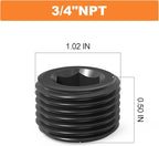GASHER 20Pcs 3/4" NPT Carbon Steel Pipe Plug Fitting Internal Hex Thread Socket Pipe Plug