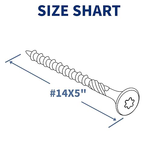 Lag Screws 5 Inch, 50PCS Heavy Duty Construction Screw, Structural Wood Screw #14 x 5, Rust Resistant, Washer Head, Black Coated Exterior Wood/Lag Screws Hex Socket Included