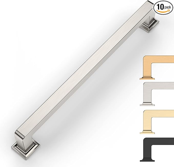 10 Pack 6.25 Inch Brushed Satin Nickel Cabinet Pulls - Kitchen Cabinet Hardware and Handles for Cabinets and Cupboards