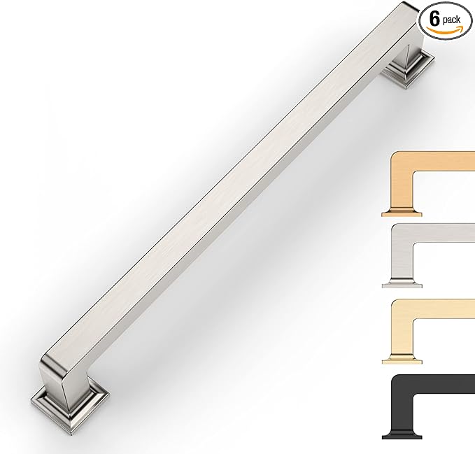 6 Pack 6.25 Inch Brushed Satin Nickel Cabinet Pulls - Kitchen Cabinet Hardware