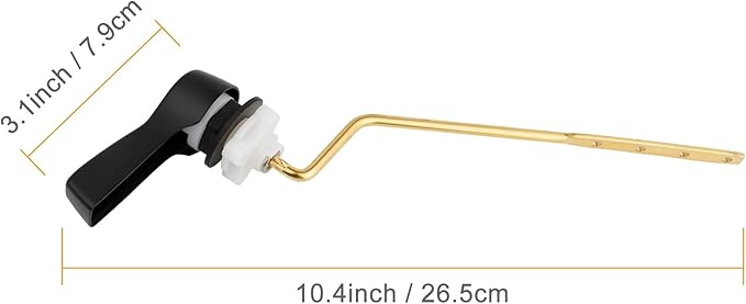 Hibbent 2 Pack Universal Side Mount Toilet Handle Angle-Mount Adjustable Tank Flush Lever Replacement Handle with 2 Pieces Stainless Steel Flapper Chains for Most Side Mount Toilets-Matte Black