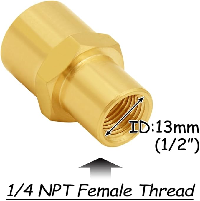 3PCS Brass Reducer Adapter, 1/4" NPT Female to 3/8" NPT Female Thread, Hex Reducing Pipe Fitting Coupler Nipple Connector for Water/Oil/Gas