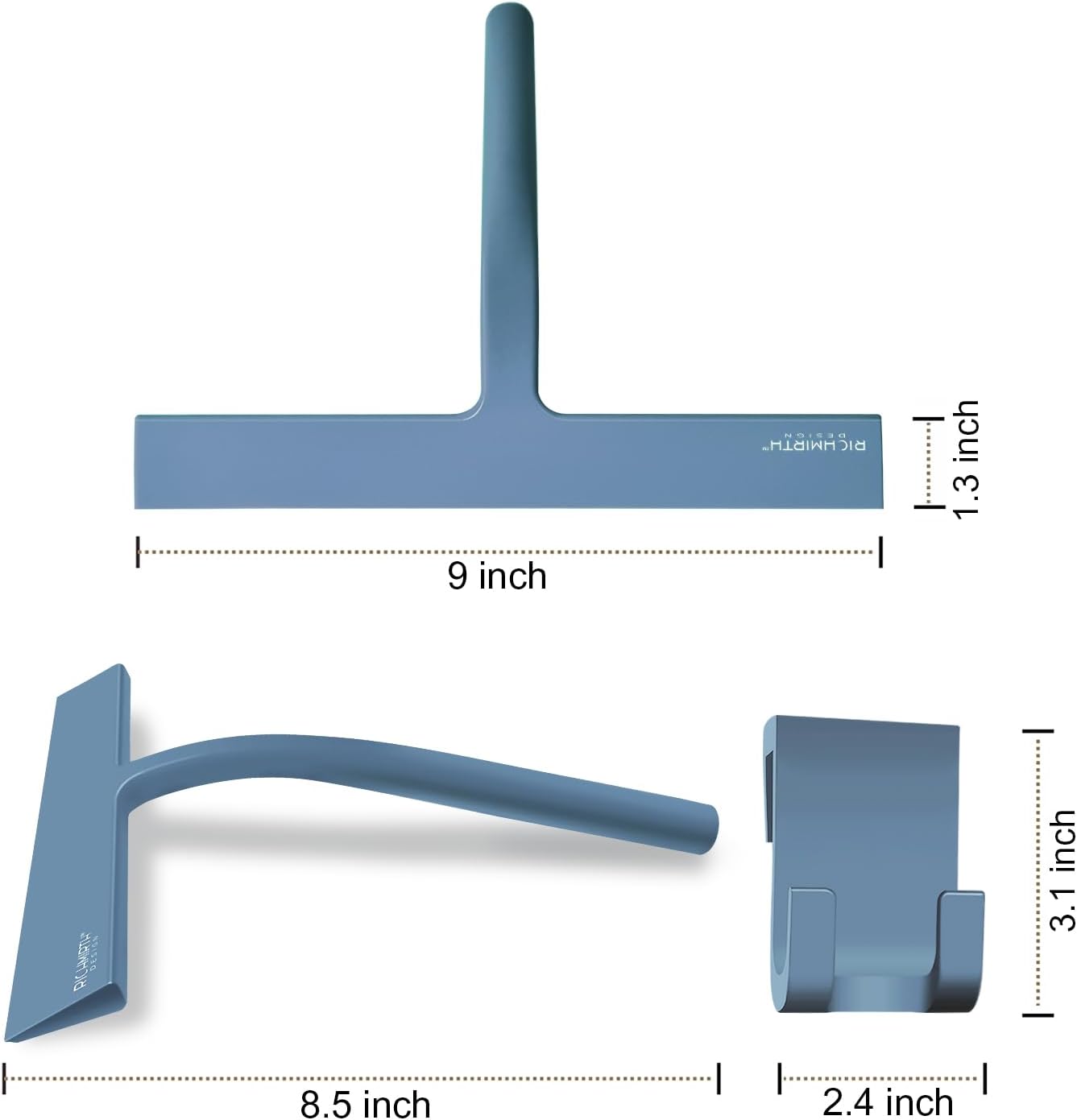 Richmirth Shower Glass Cleaner Squeegee, 9 Inch Width Silicone Bathroom Squeegee for Shower, Glass, Car Window, Mirror - Green