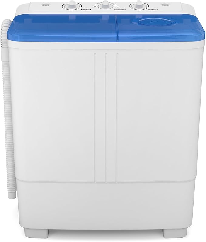 Zynkez Portable Washing Machine, 20Lbs Compact Twin Tub Laundry Washer with Built-in Drain Pump, Semi-Automatic 12Lbs Washer and 8Lbs Spinner Combo for Apartments, Dorms, RVs
