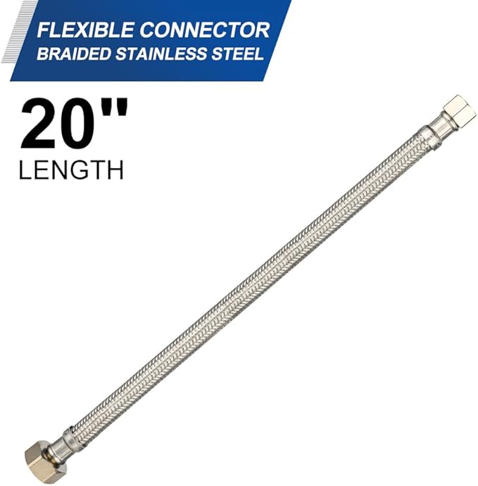 10-Pack EFIELD 20-inch Faucet Supply Lines, 1/2" FIP x 3/8" COMP Faucet Hose, Stainless Steel Braided Supply Line,(HOSE048)