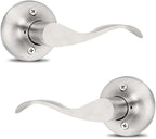 Mengico 2 Set Door Handles Interior,Satin Nickel Door Lever Lock,Interior Dummy Door Handles (Right & Left)