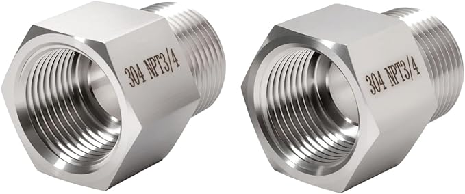 2 pieces Npt3/4 Female to Npt3/4 Male Reducer,3/4-3/4Water pipe Adapter, Fabricate of 304 Stainless Steel