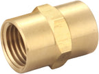 Brass Coupling 1/2 Inch NPT Female x 1/2 Inch NPT Female Hex Head Pipe Fitting, (Pack of 2), Compressor connector, fnpt to fnpt Coupler, Air Hose Adapter Brass Fittings, Thread 0.75" ID to 0.75" ID