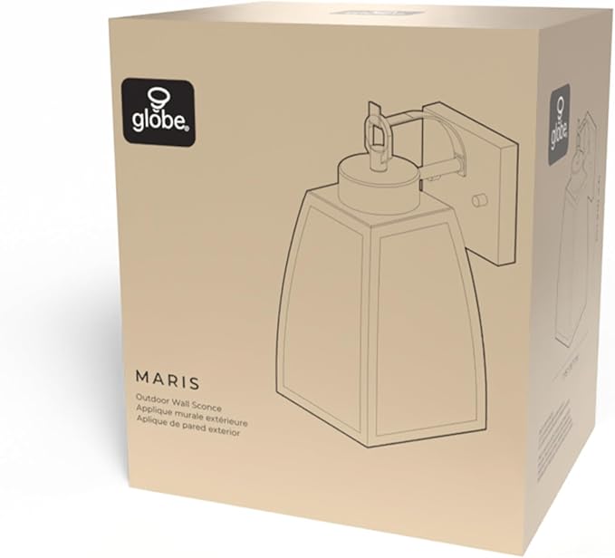 GLOBE Electric 60000166 1-Light Outdoor Wall Sconce, Matte Black, Frosted Glass