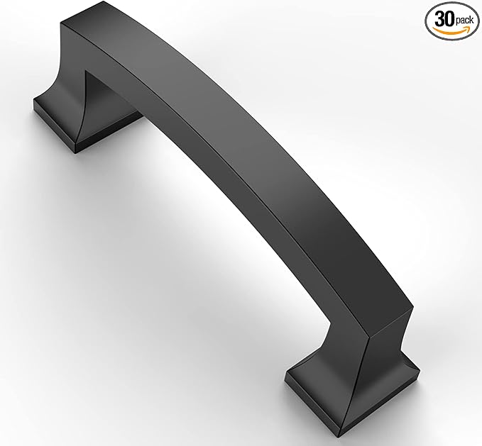 Asidrama 30 Pack 3 Inch(76mm) Hole Centers Kitchen Cabinet Handles, Matte Black Cabinet Pulls Kitchen Cabinet Hardware for Cupboard Drawer Pulls