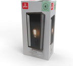 GLOBE Electric 44788 Greer 1-Light Outdoor Wall Sconce, Matte Black, Faux Wood Accents, Clear Glass Shade