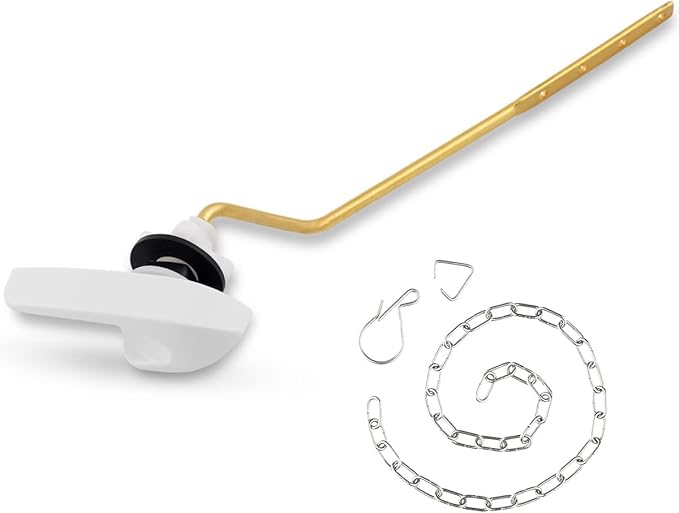 iFealClear Universal Brass Toilet Handle Replacement Kit, Side/Angle Mount Toilet Flush Handle Compatible with Kohler K-GP30324-CP/TOTO/American Standard, Stainless Steel Flapper Chain, White