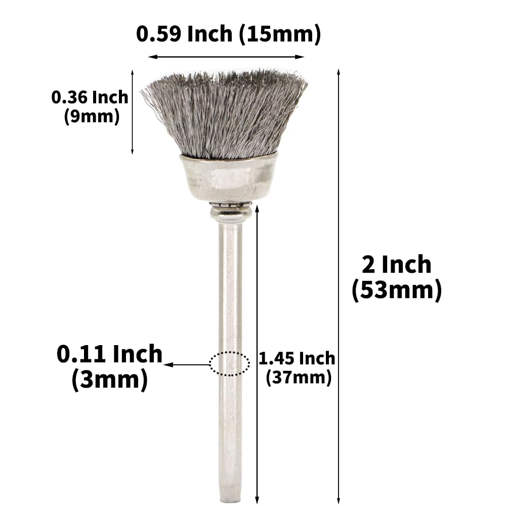 36-Piece Wire Brush Set - Metal Rust Removal, Polishing, Cleaning - Shaft 1/8″ (3mm) - Removes Burrs, Dust, and Oxide Layer - Handles Rough Surfaces - Designed for Industrial and DIY Enthusiasts