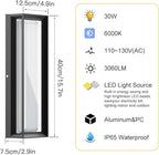 Sytmhoe LED Square Outdoor Wall Lights 16inch, 6000K 10%-100% Dimmable Exterior Wall Light, Aluminum Body&PC,Waterproof IP65 led Porch Light for House Patio Garage Garden