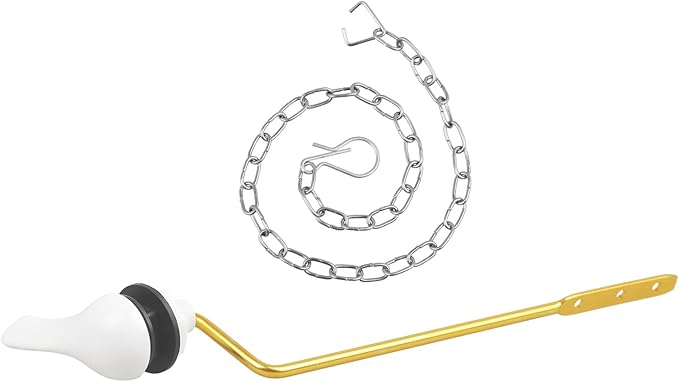 Toilet Handle Replacement Kit, Side Mount Toilet Trip Levers with Seal Gasket and Nut, with Stainless Steel Flapper Chains, Universal Replacement for Most Toilets (White)