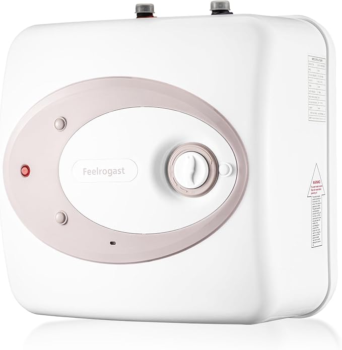 Electric Tank Water Heater-8 Gallon Under Sink Instant Hot Water for RV, Camper, Kitchen, Food Truck, 120V 1500W, Dusty Rose, Wall or Floor Mounted