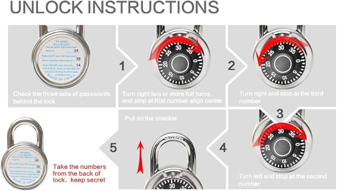 Combination Padlocks with Metal Body, Indoor Use for Gym Lockers & School Locker, ‌Black, 24-Pack