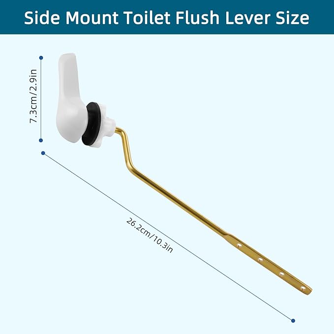 Hygie Rinse Metal Toilet Handle Replacement Kit Universal Side Mount Fit, Toilet Lever Compatible with American Standard/Glacier Bay/Gerber, Toilet Flush Handle with Flapper Chain, Chrome