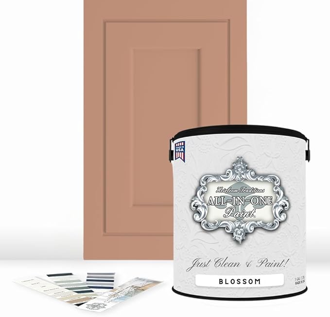 ALL-IN-ONE Paint, Durable cabinet and furniture paint. Built in primer and top coat, no sanding needed. Includes our 30 featured color card - Blossom, Gallon
